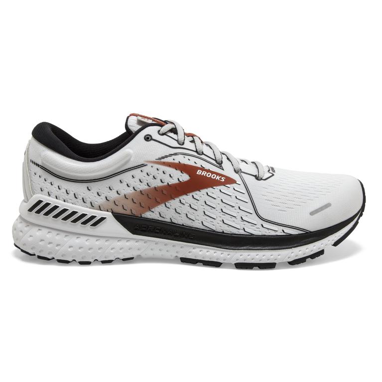 Brooks Men's Adrenaline GTS 21 Road Running Shoes - White/Black/Orange (FEQC42561)